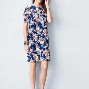 NWOT J. Crew Antique Floral 100% Silk Short Sleeve Shift Dress 6